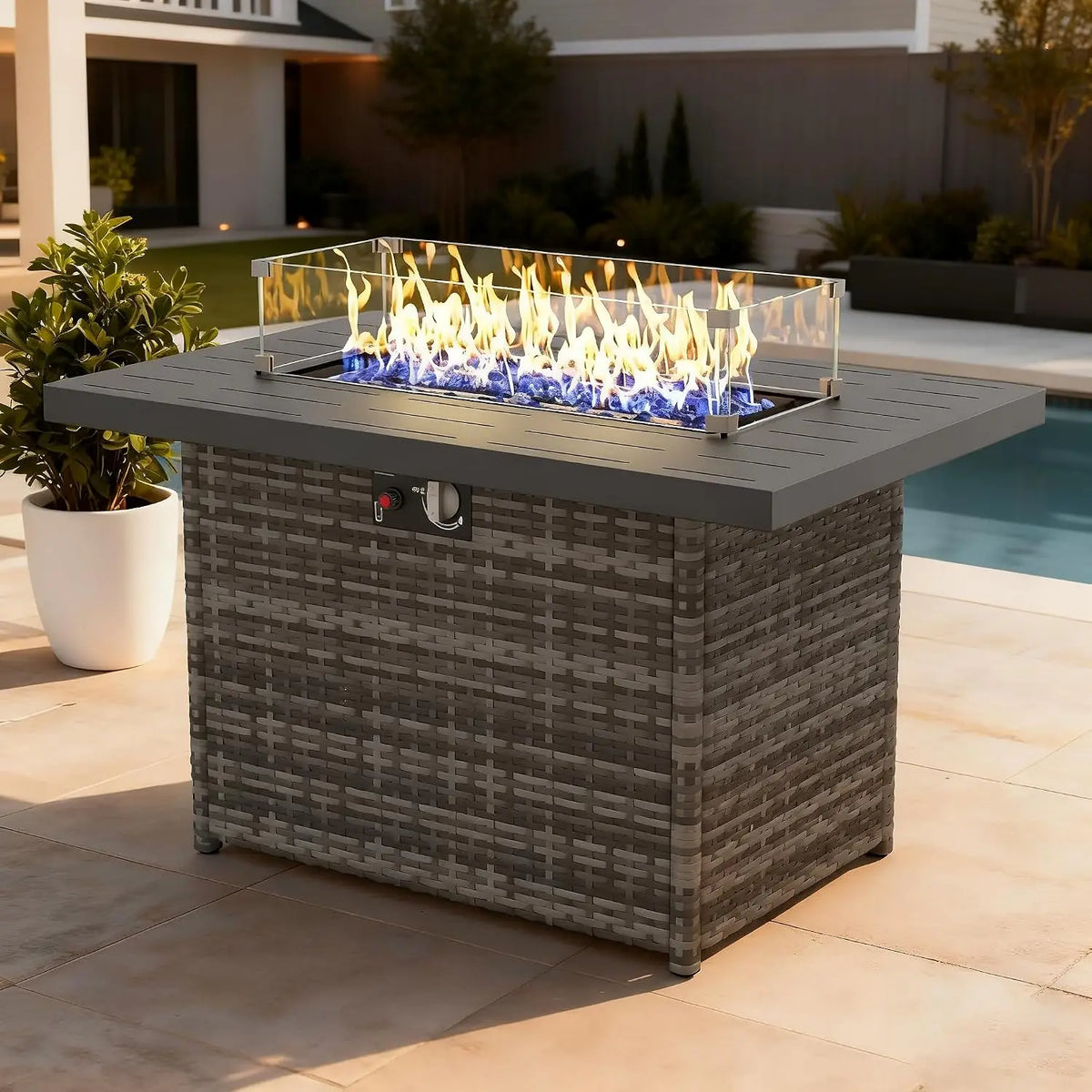 Propane Fire Pit Table, 44" Outdoor Gas Fire Pit