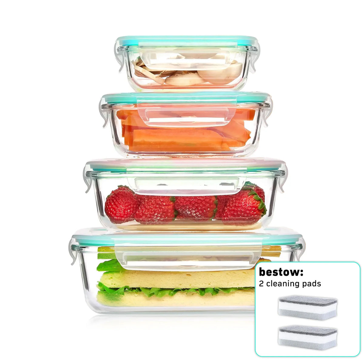 Glass Food Storage Containers 4-Pack with Lids