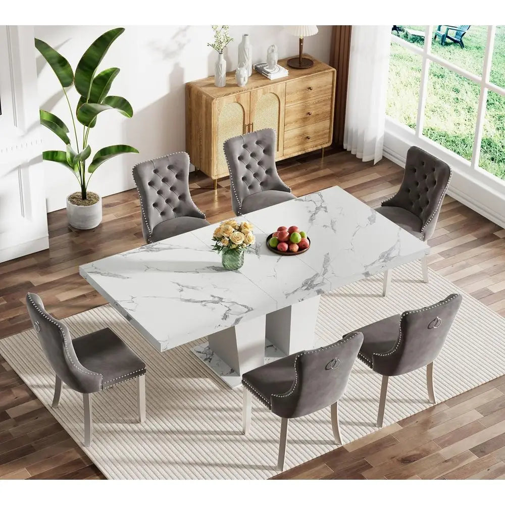 Marble Top 7-Piece Dining Set