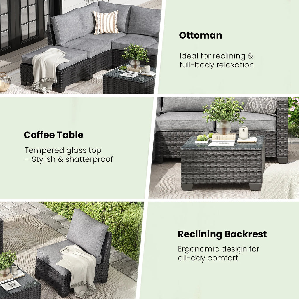 Farini Patio Sectional Sofa Set,

Stain-Resistant Fabric,
