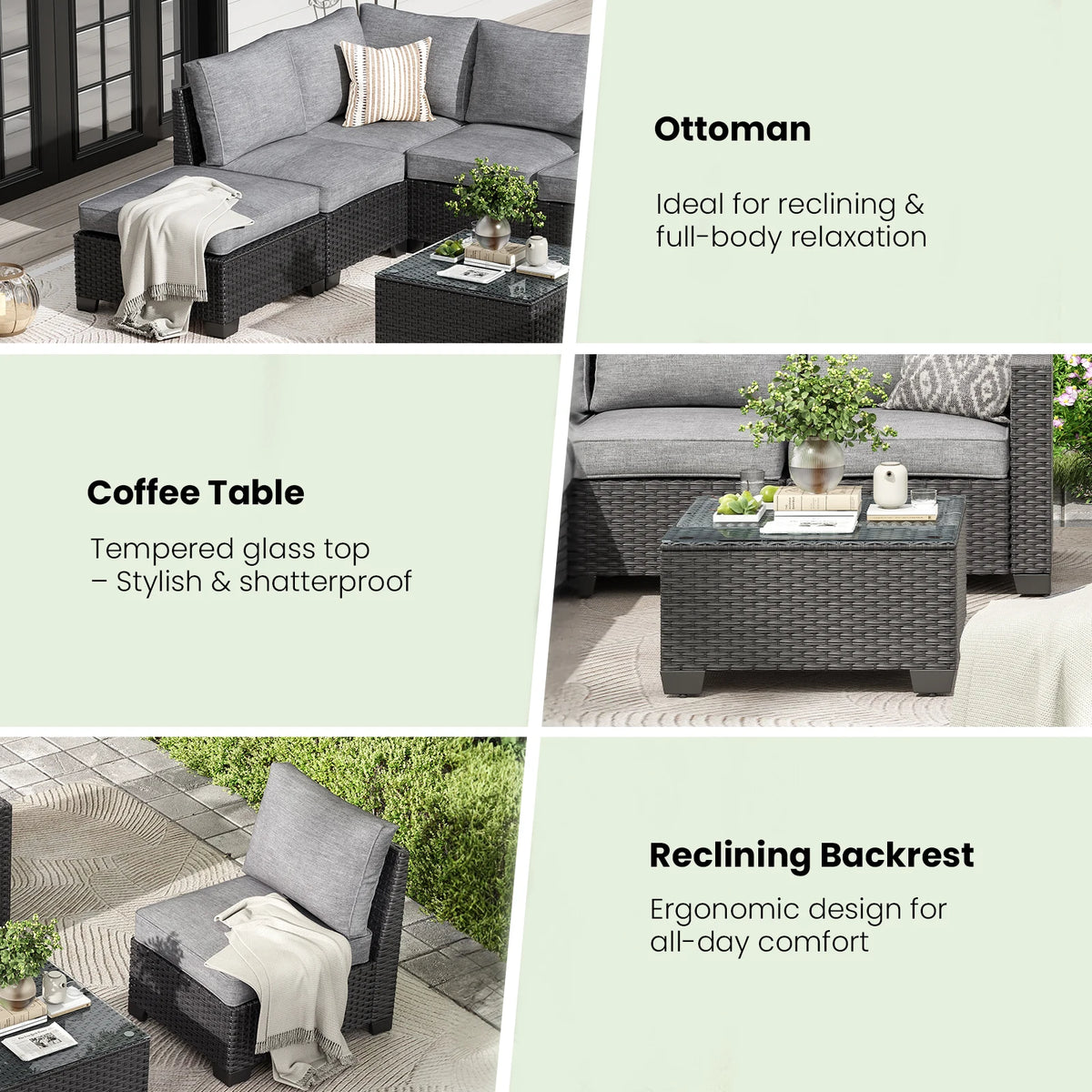 Farini Patio Sectional Sofa Set,

Stain-Resistant Fabric,