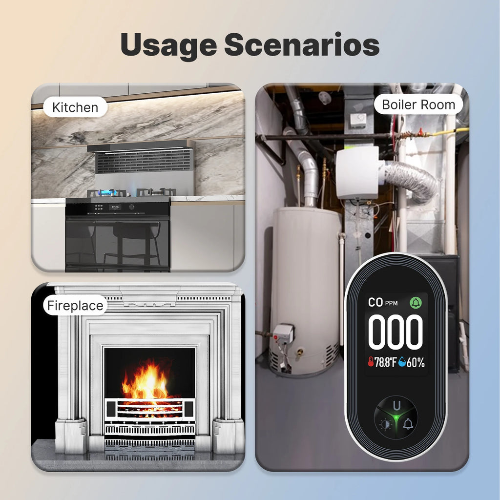 3in1 Carbon Monoxide Detector  Alarm Sound Warning