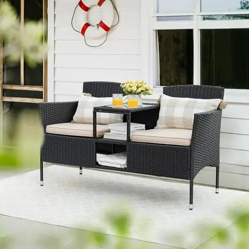 Outdoor Furniture Patio Loveseat Wicker 2-Seat