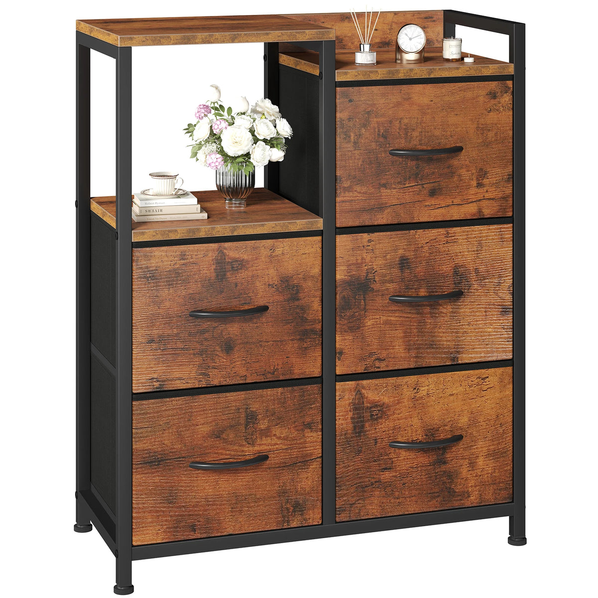 Metal Frame TV Stands for Bedroom Storage Tower