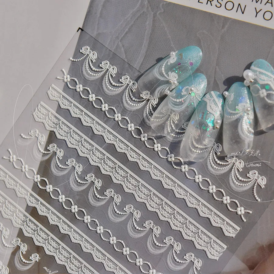 Exquisite Pink Lace Nail Art Stickers