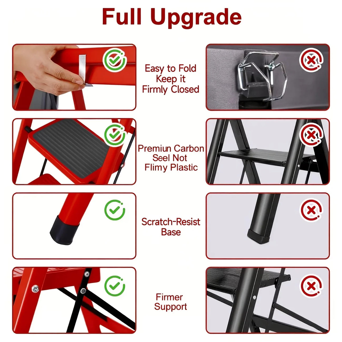 1 Heavy-duty 3/4-step portable folding ladder