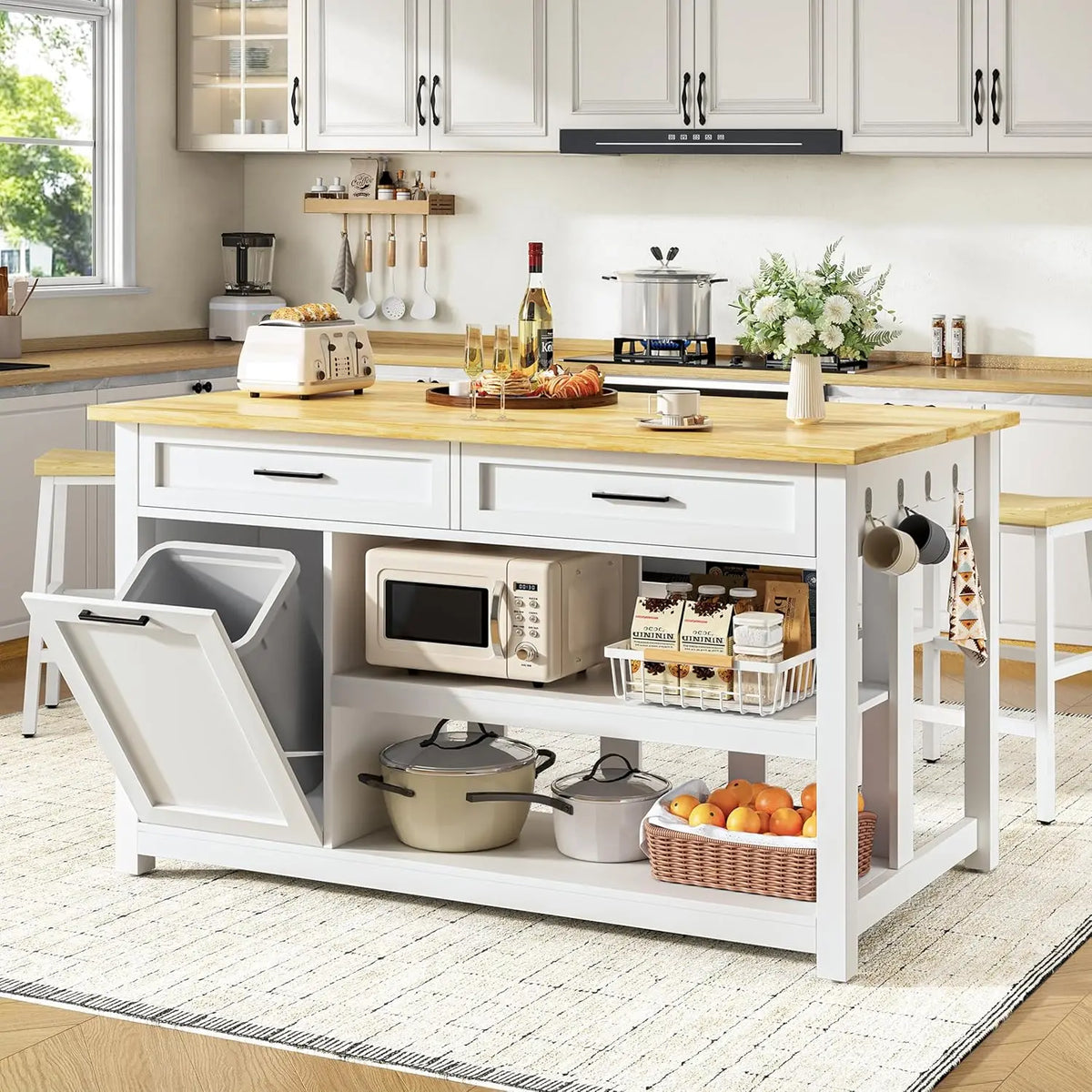 Kitchen Island with Storage and Seating Include 2 Bar Stools