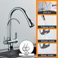 Matte Black Pure Water Kitchen Faucet Dual Handle Hot and Cold