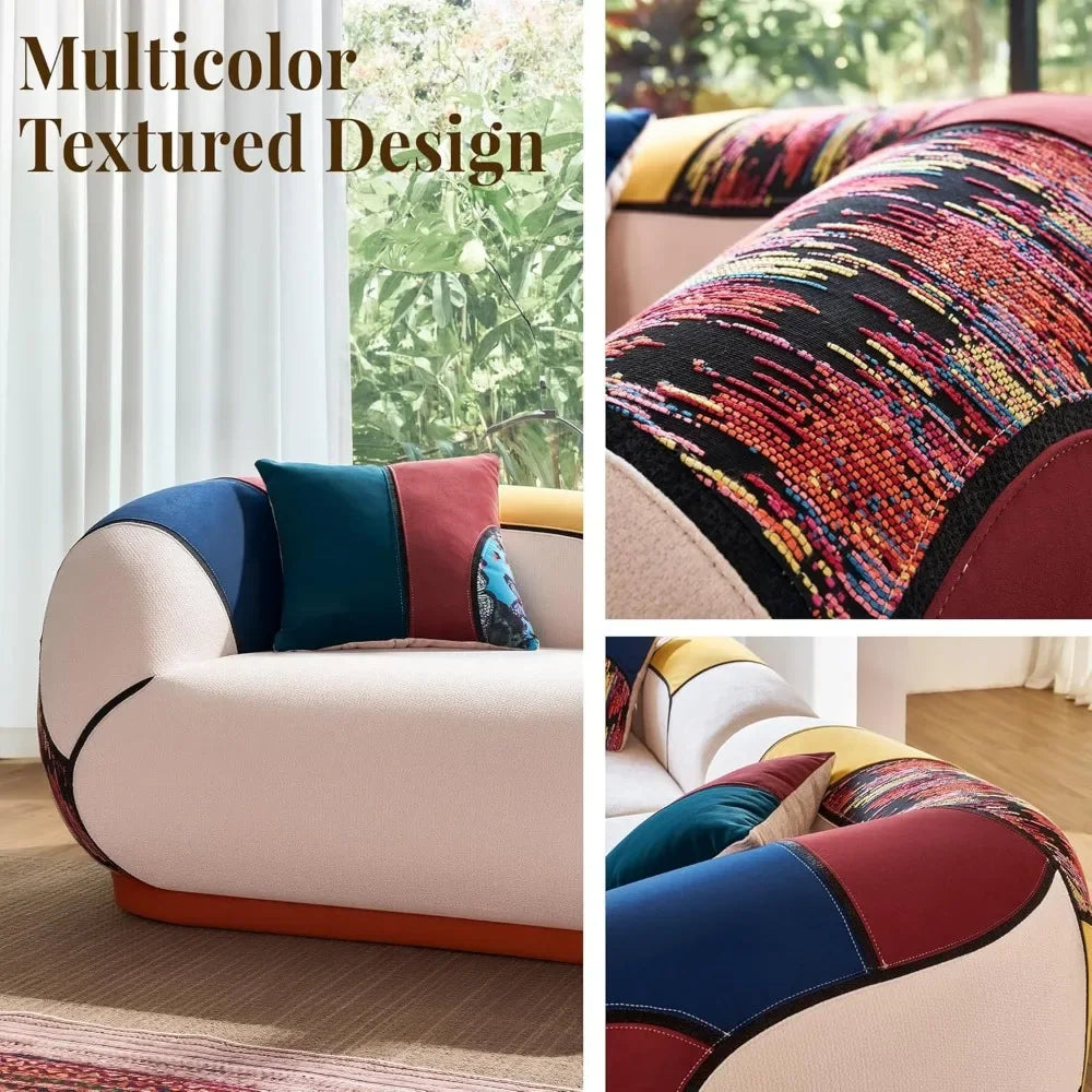102" Oversized Modern Curved Sofa, Minimalist 4-Seat Chenille Couch for Living Room Apartment, Boneless Sectional Floor Lounge