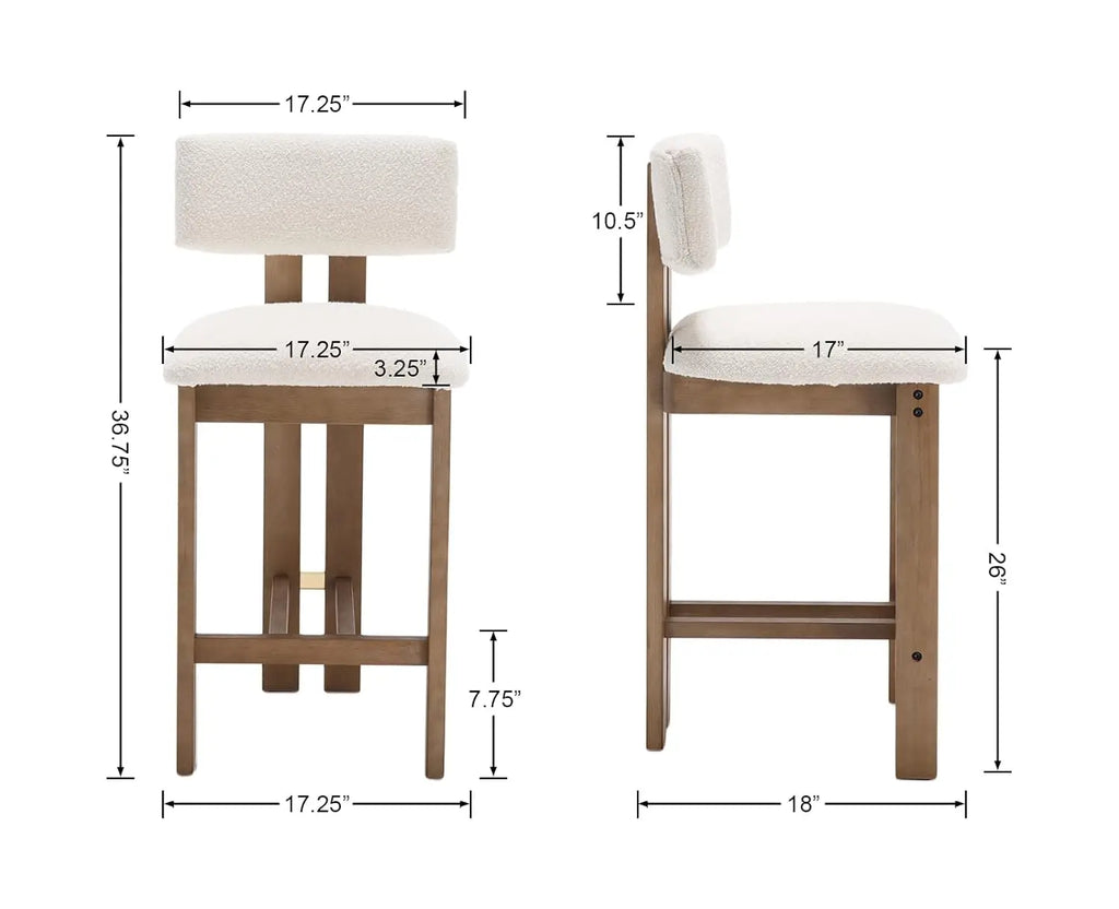 26 inch Farmhouse Set of 4 Sherpa Upholstered Kitchen Stool
