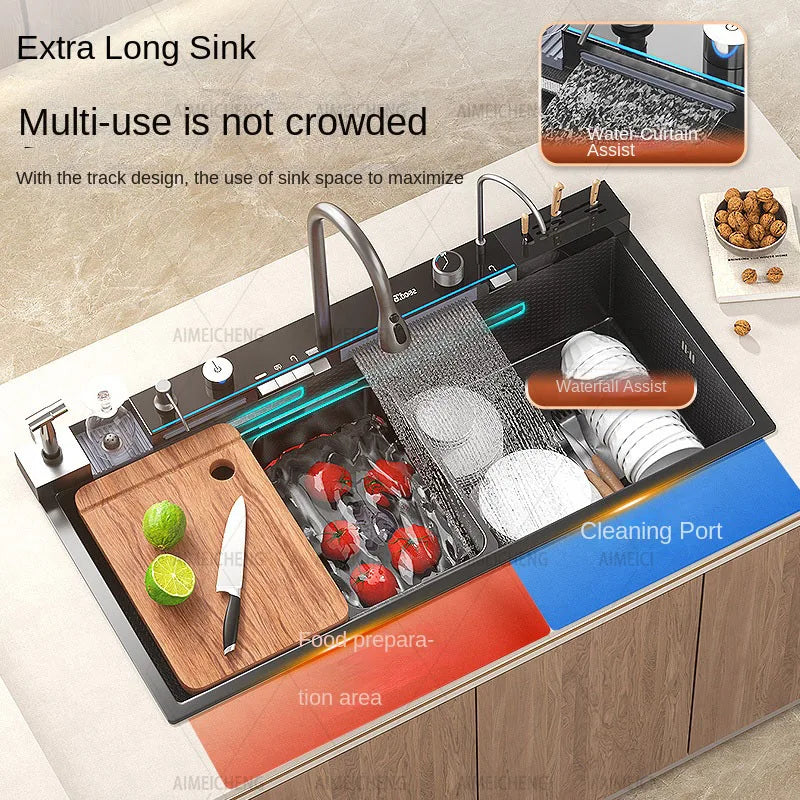 Stainless Steel Waterfall Kitchen Sink
