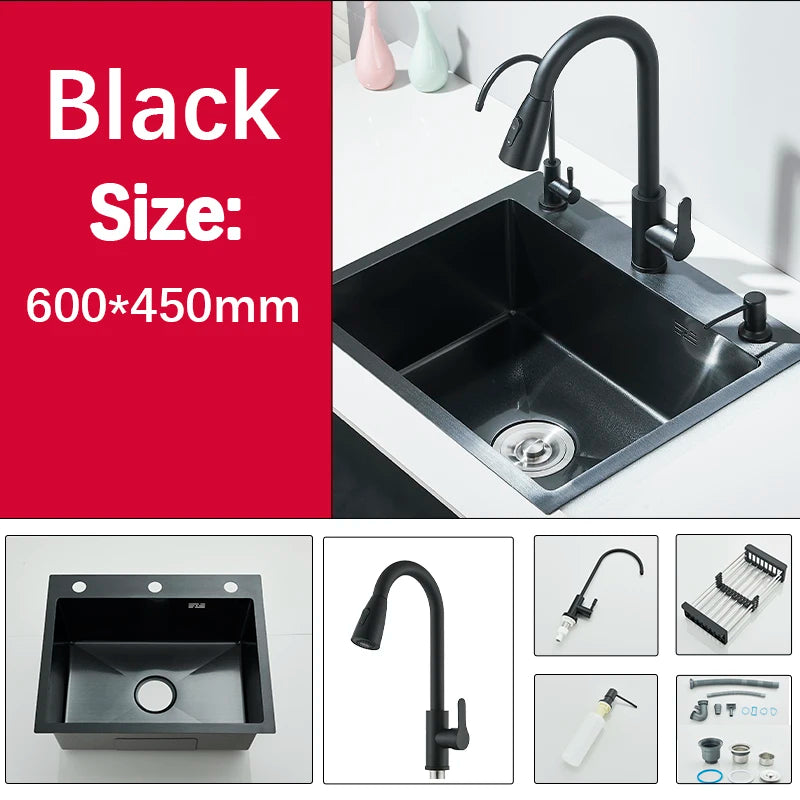 Multifunction 304 Stainless Steel Black/Brushed Nickel Kitchen Sink