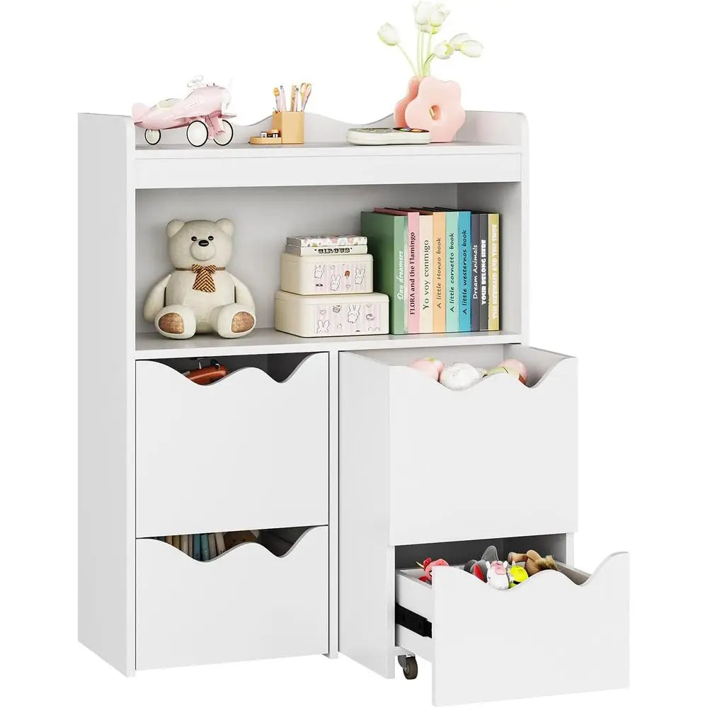 Toy Storage Organizer, Bookcase with 1 Display Shel & Open Cube
