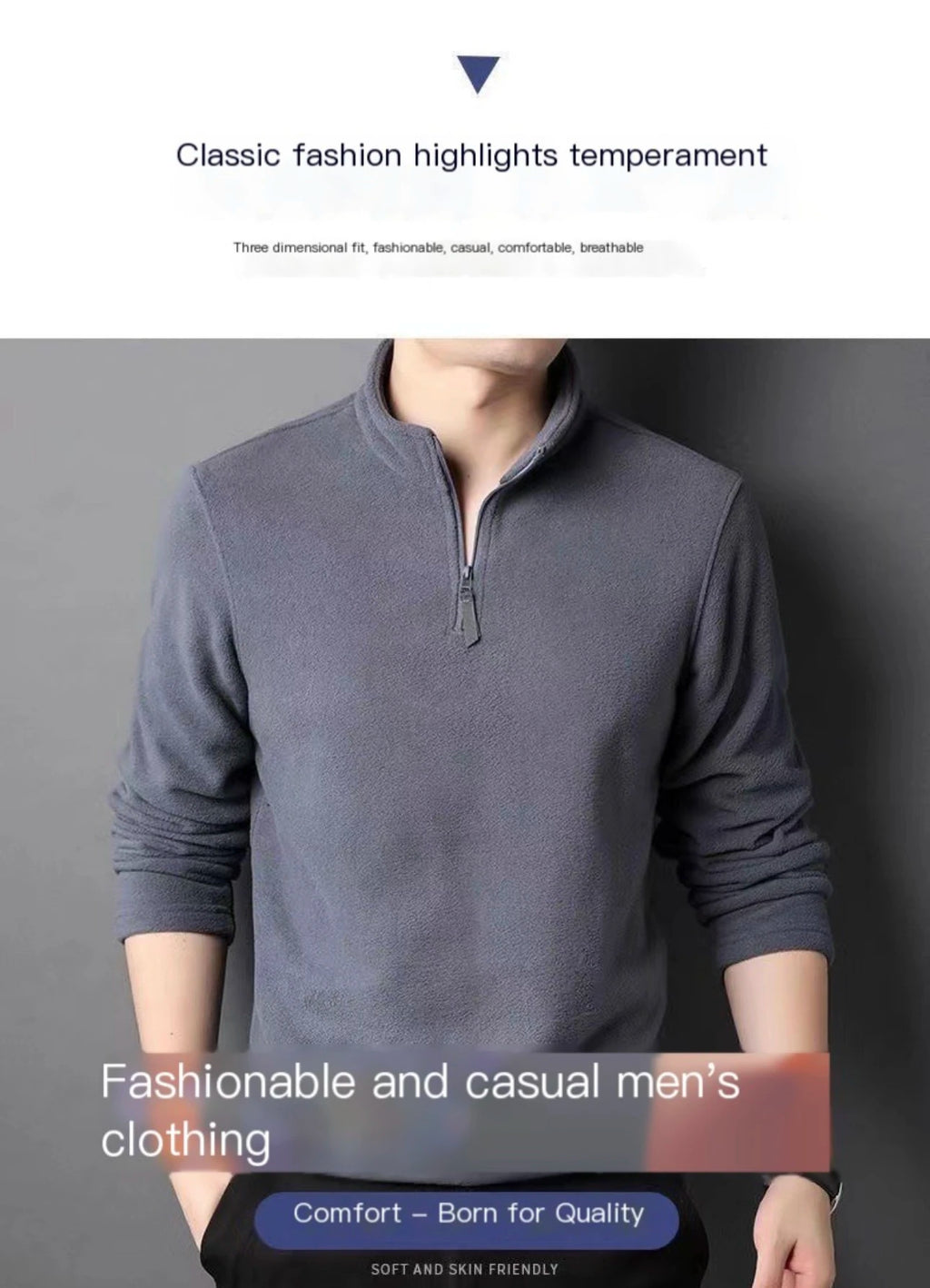 Autumn Winter New Warm Polo Shirts Men's Lamb Wool Sweatshirt