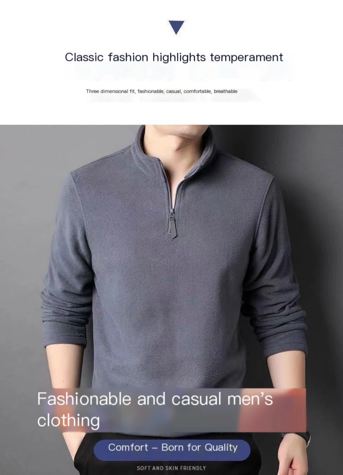 Autumn Winter New Warm Polo Shirts Men's Lamb Wool Sweatshirt