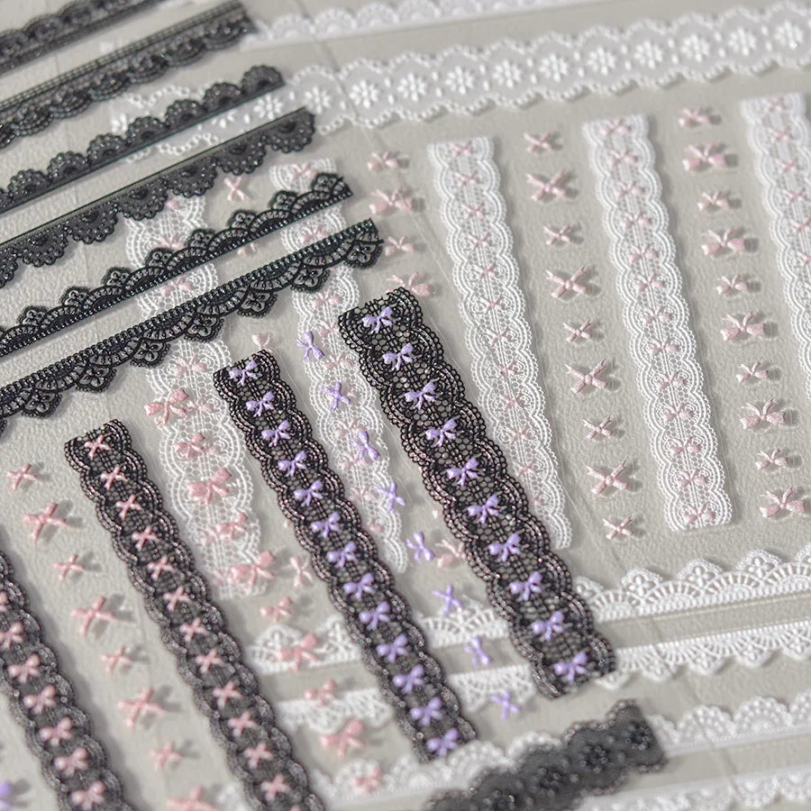 Exquisite Pink Lace Nail Art Stickers
