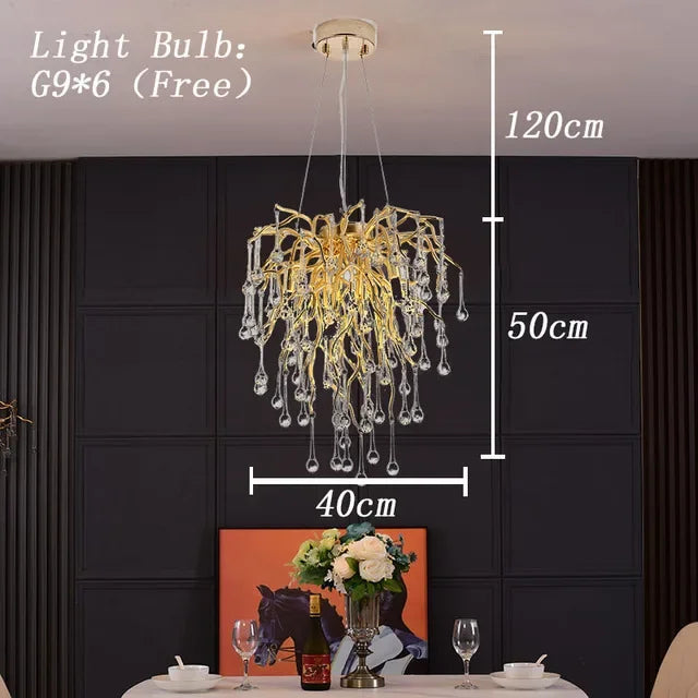 Royal Nordic Luxury Crystal Chandeliers Gold Chrome Water Drop Pendant