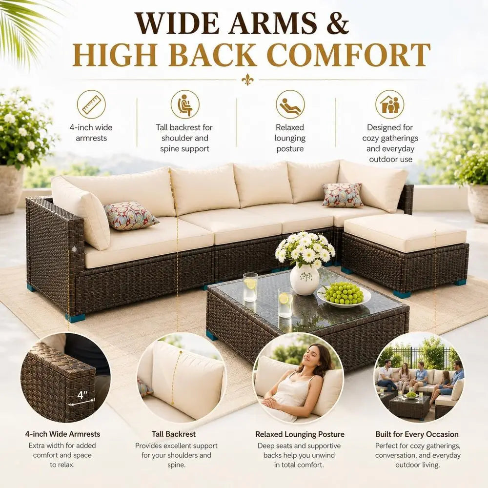 7 Piece Outdoor Sectional Outdoor Patio urniture Set, Outdoor Patio urniture Set with Coee Table, Sectional Couch Soa with Cushi
