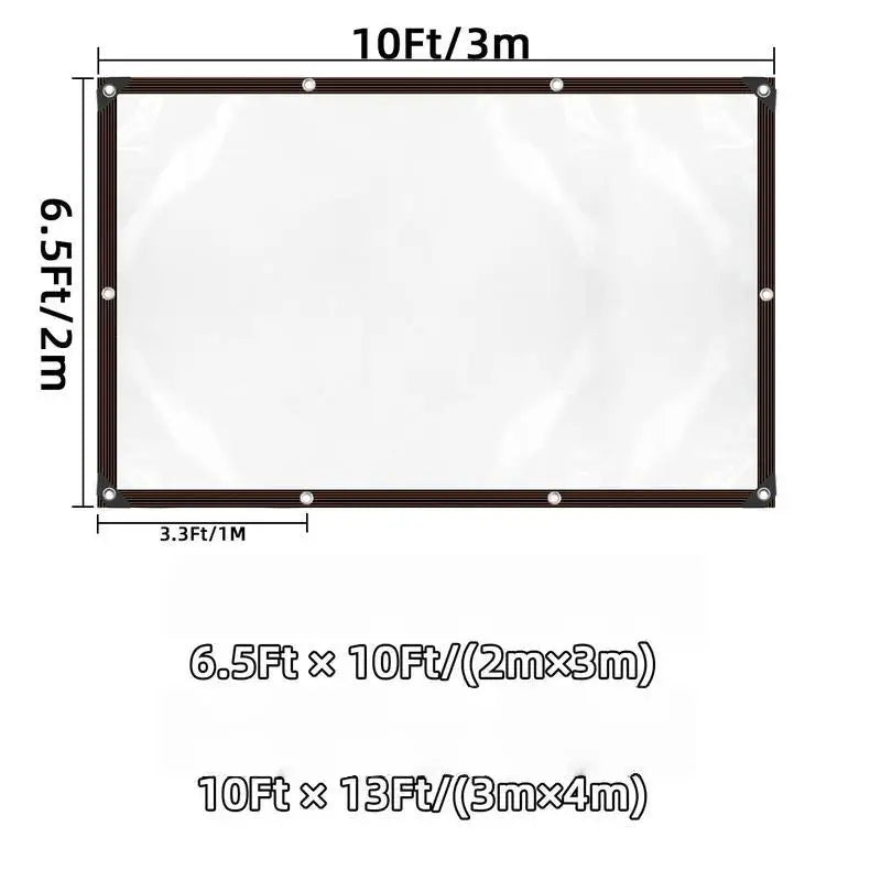 10x13FT Clear Waterproof Tarp Heavy Duty PE Transparent Tarpaulin Outdoor Patio Porch Garden Greenhouse Cover