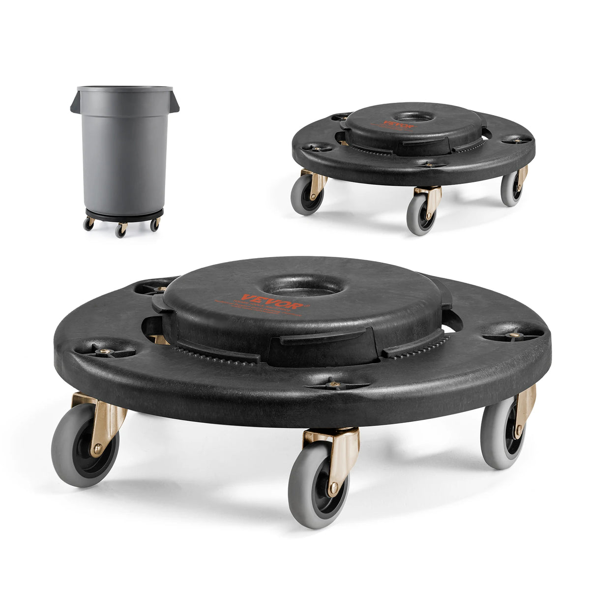 Trash Can Dolly Round Roller Base with 4 Lockable Wheels