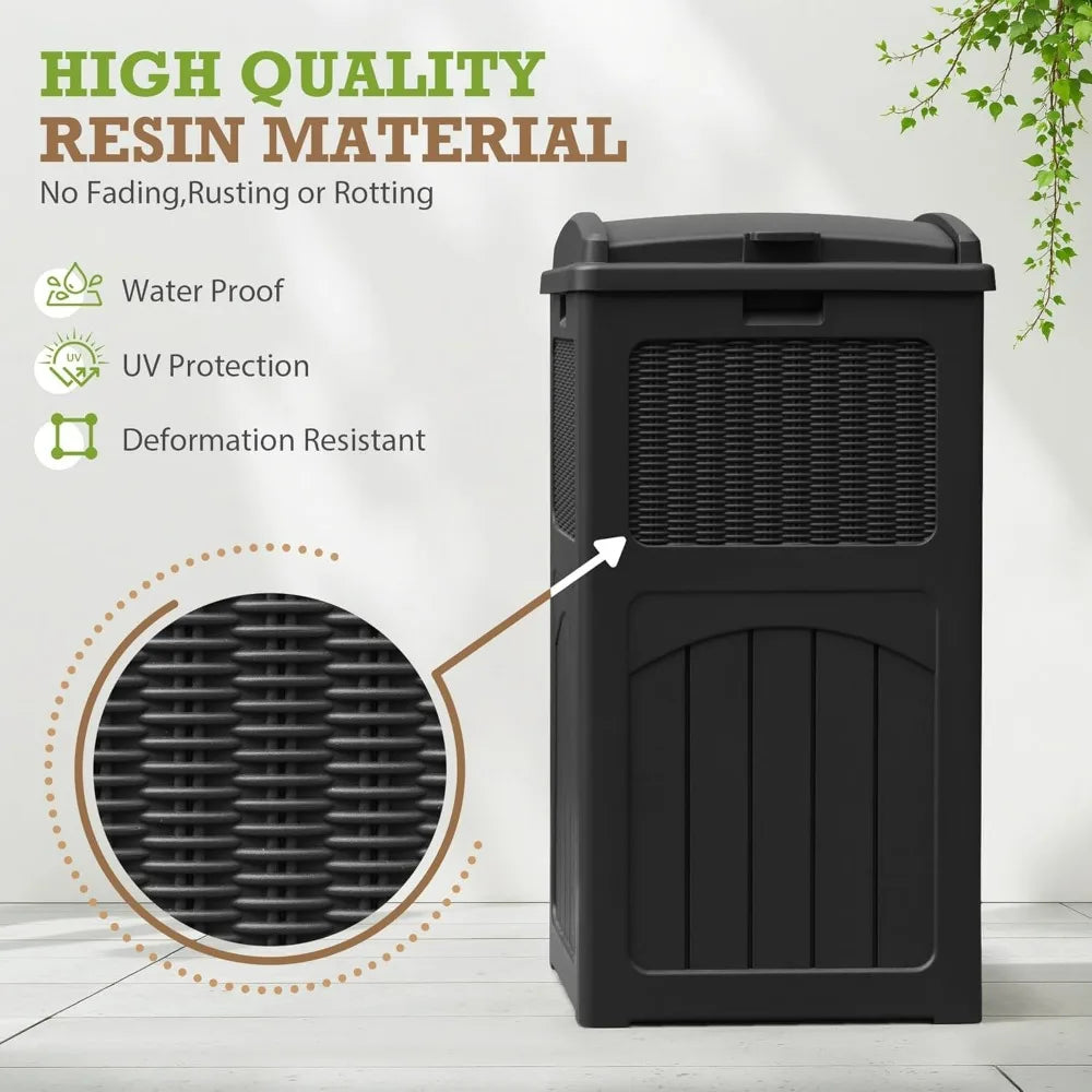 Homall 2 Pack 35 Gallon Outdoor Trash Can, Garbage Can with Lid, Waterproof Resin Waste Bins for Garden, Backyard, Patio Use
