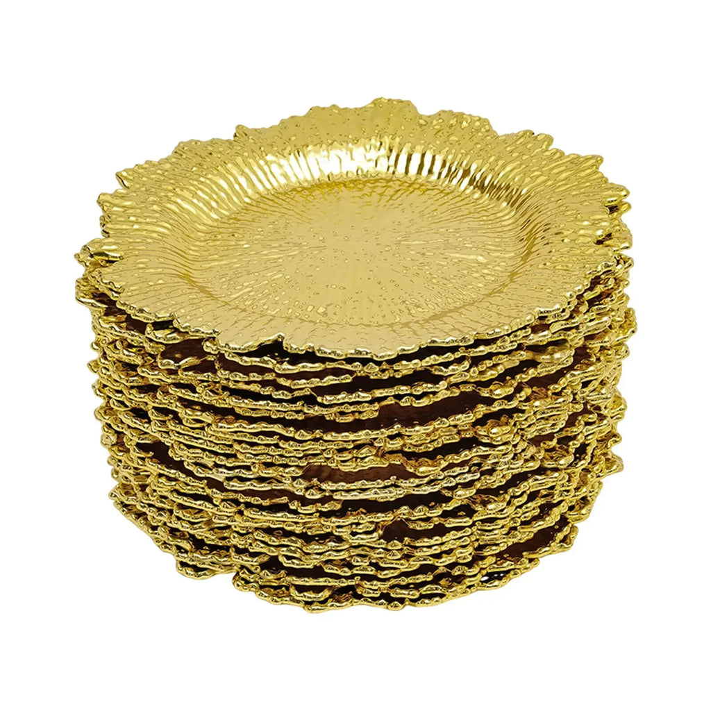 24Pcs Gold Chargers PP Plate Decoration Table Setting