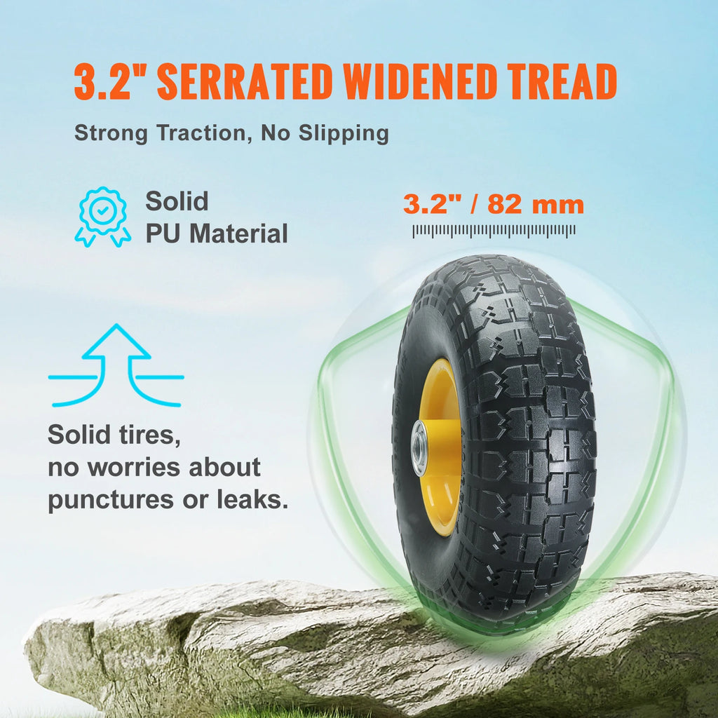 Tire Wheel 10" Flat Free Tubeless Tires