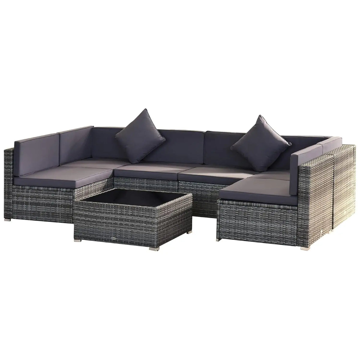 7pcRattan Sectional Sofa All Weather Cushions
