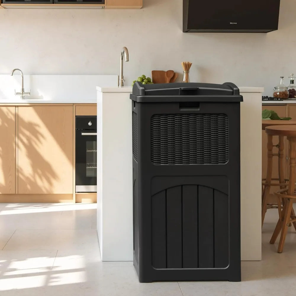 Homall 2 Pack 35 Gallon Outdoor Trash Can, Garbage Can with Lid, Waterproof Resin Waste Bins for Garden, Backyard, Patio Use