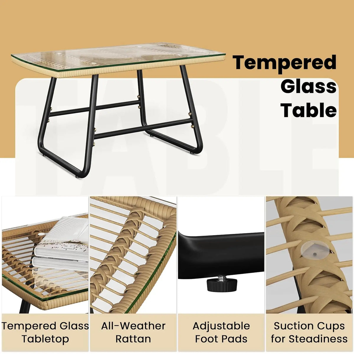 4-Piece Wicker Patio Set