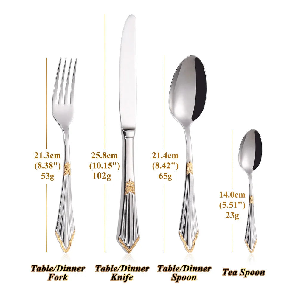 4/8/12/16/20 Pieces Gold Plated Luxury Silverware
