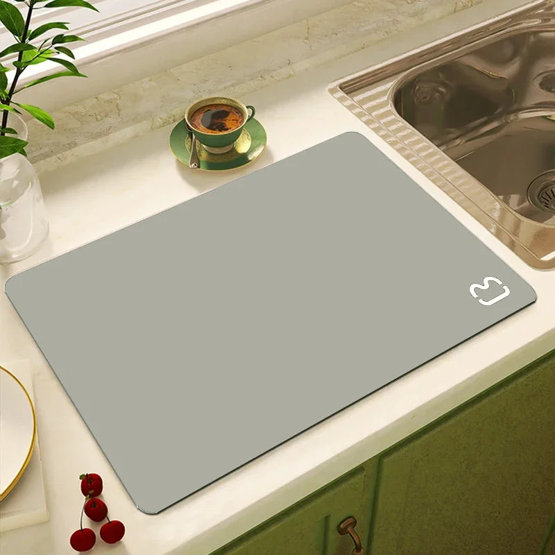 Solid Color Printing Super Absorbent Large Kitchen Absorbent Mat Antiskid Drying Mat Quick Dry Draining Mat Drain Pad Table Mat