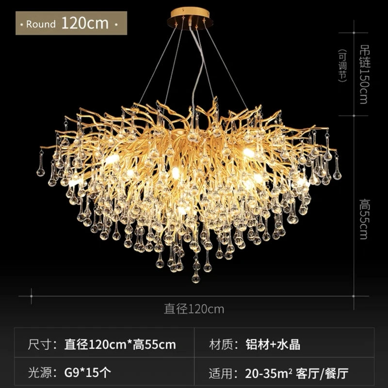 Rectangular Crystal Chandelier For Dining Room