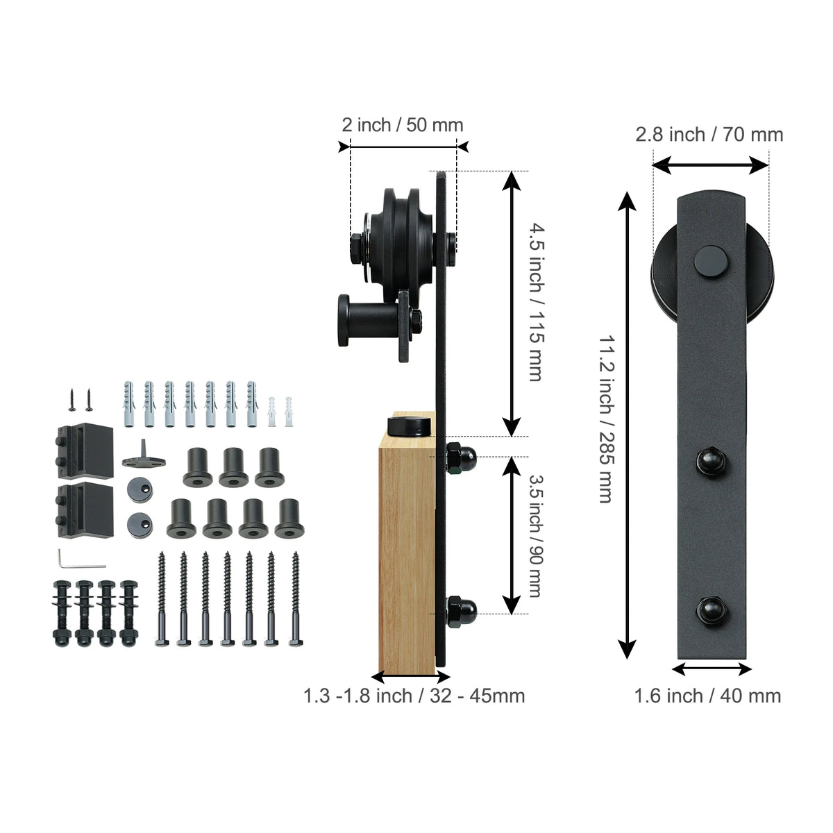 Heavy Duty Barn Door Track Kit for Double Doors