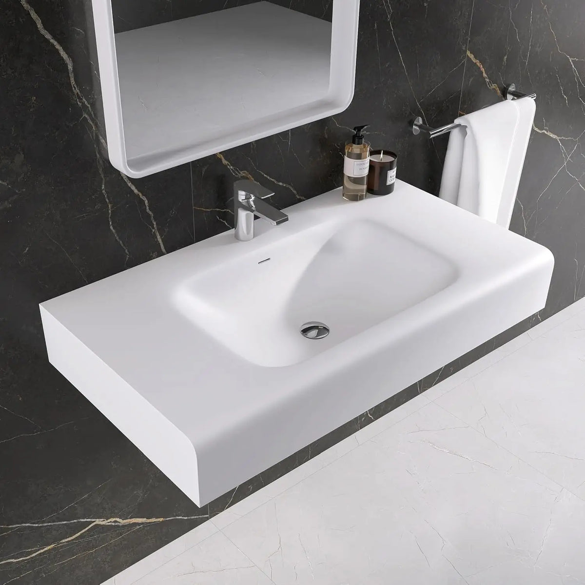 36"x18.11" Wall-Mounted Bathroom Vanity with Stone Resin Sink