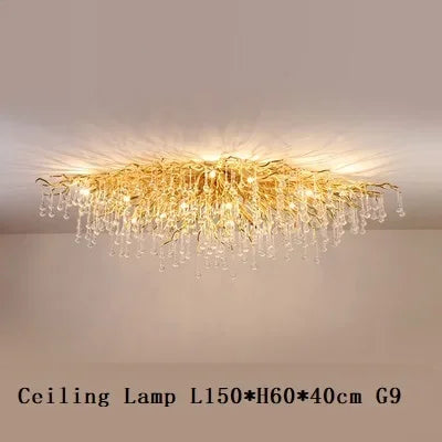 Royal Nordic Luxury Crystal Chandeliers Gold Chrome Water Drop Pendant