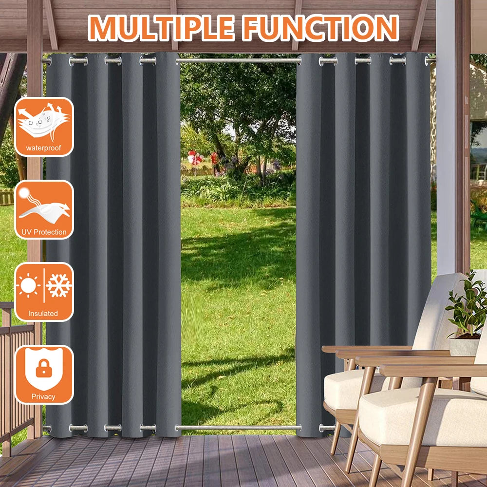 Patio Outdoor Curtain Sun Block Windproof