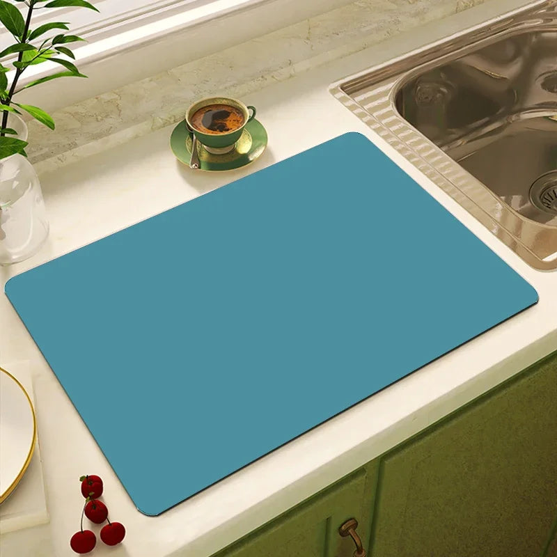 Solid Color Printing Super Absorbent Large Kitchen Absorbent Mat Antiskid Drying Mat Quick Dry Draining Mat Drain Pad Table Mat