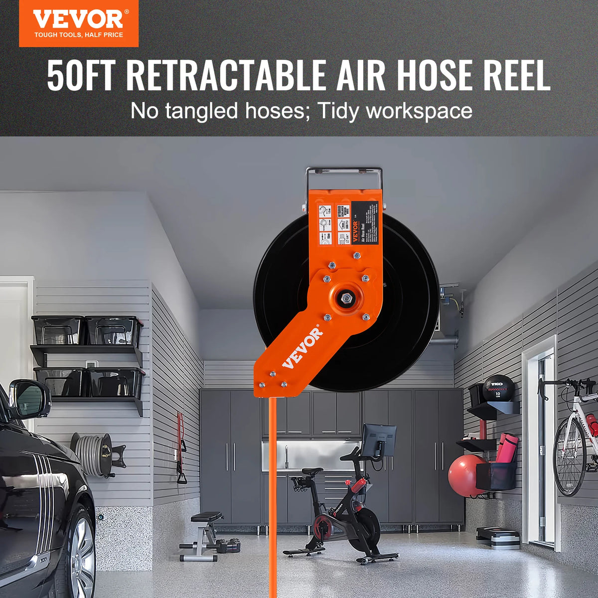 SucceBuy Retractable Air Hose Reel 50FT Hybrid Compressor Hose