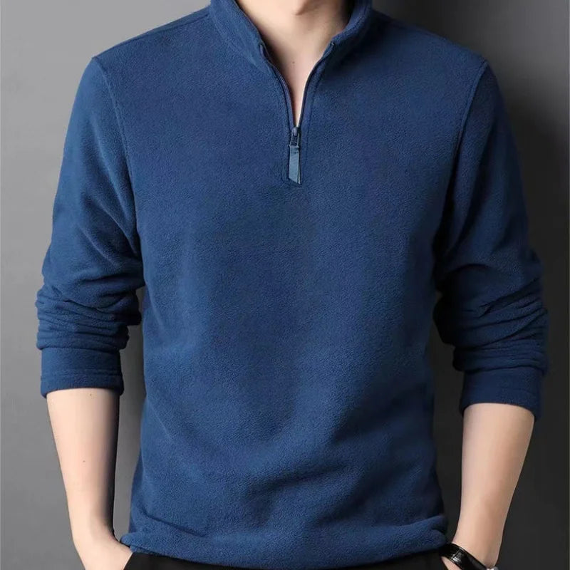 Autumn Winter New Warm Polo Shirts Men's Lamb Wool Sweatshirt