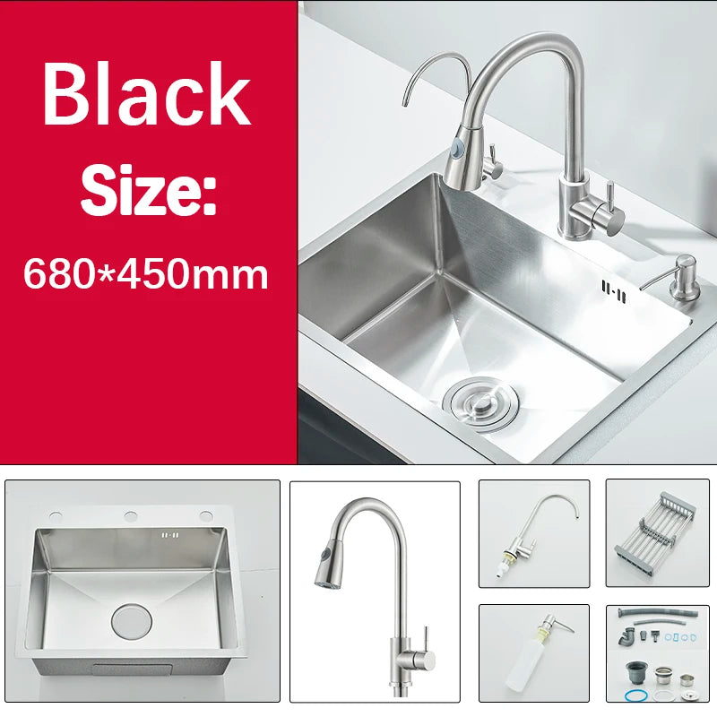Multifunction 304 Stainless Steel Black/Brushed Nickel Kitchen Sink