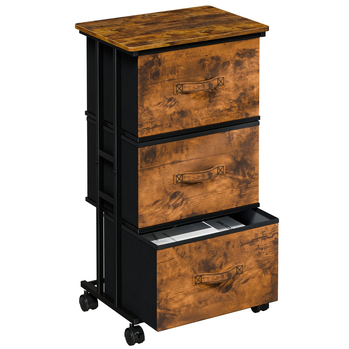 JHK 3 Drawers Dresser Storage Cabinet with Wheels