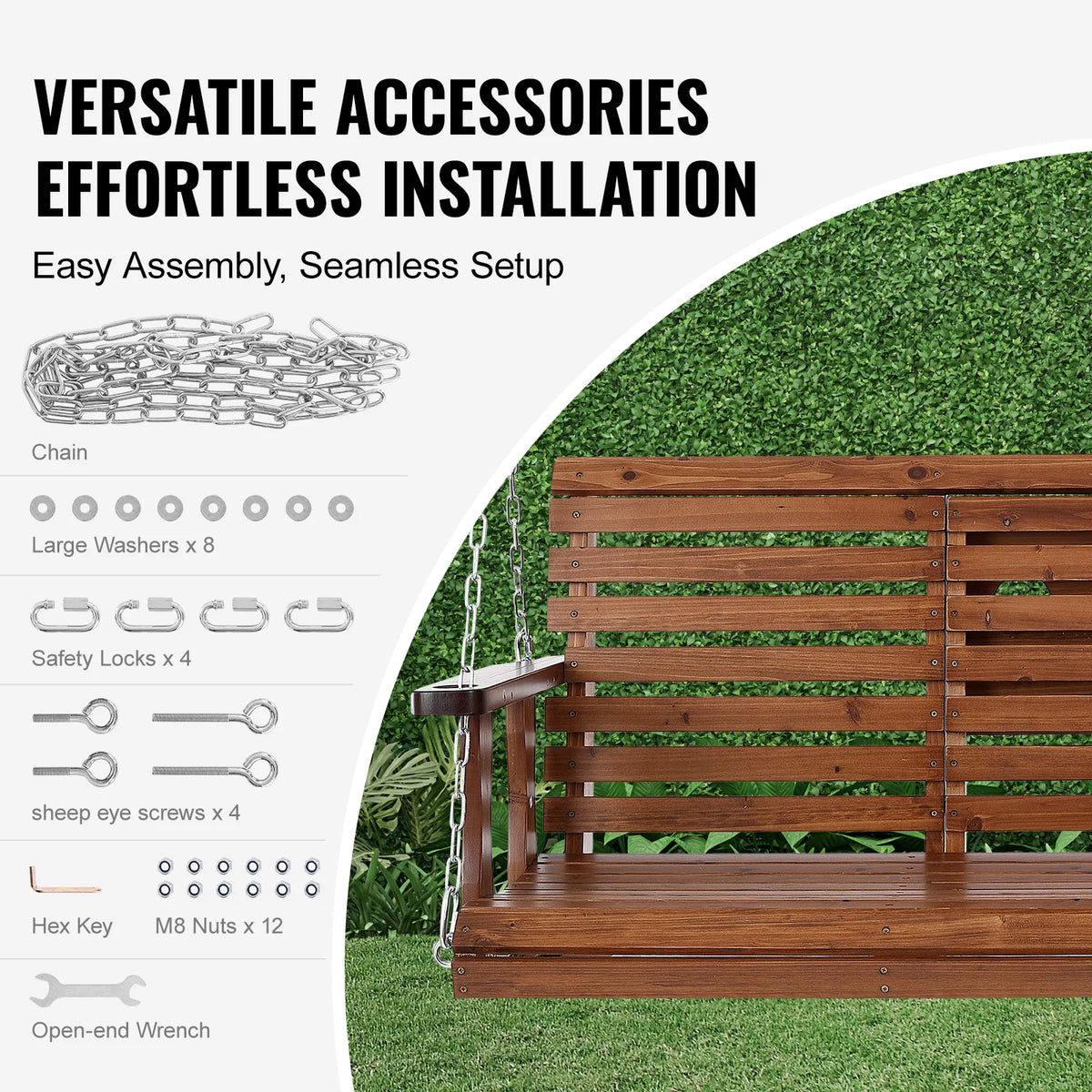 Wooden Porch Swing 5 ft Patio bench swing