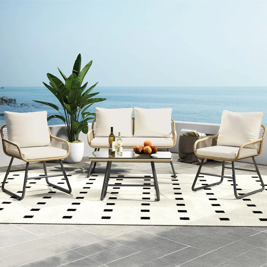 4-Piece Wicker Patio Set