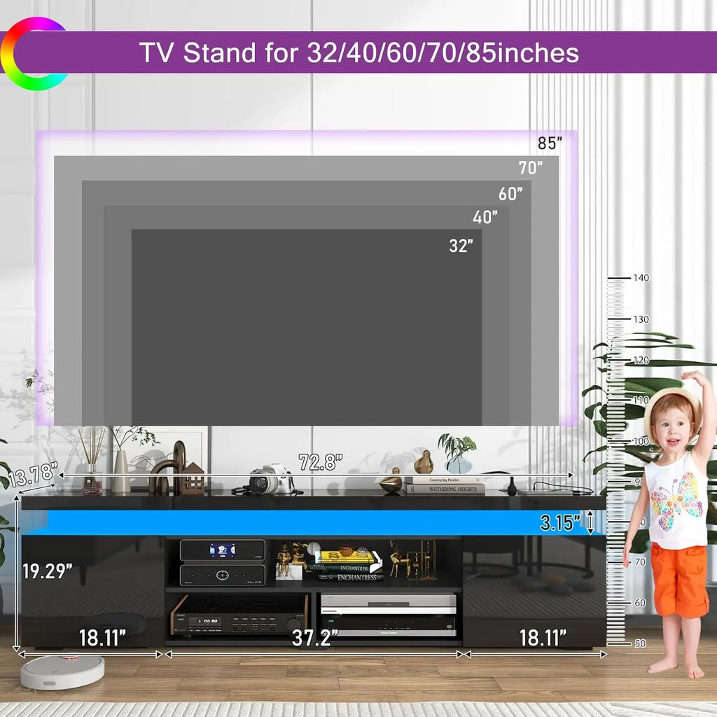 LED TV Stand for 85 Inch TV,  Stand with Power Outlet