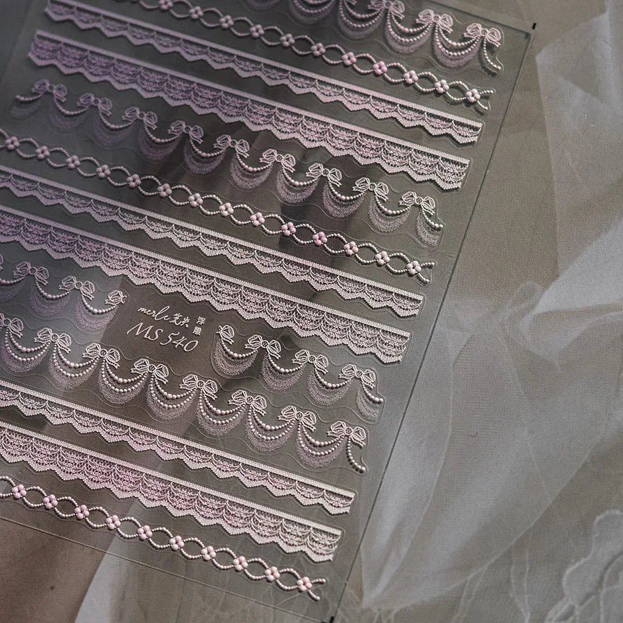 Exquisite Pink Lace Nail Art Stickers