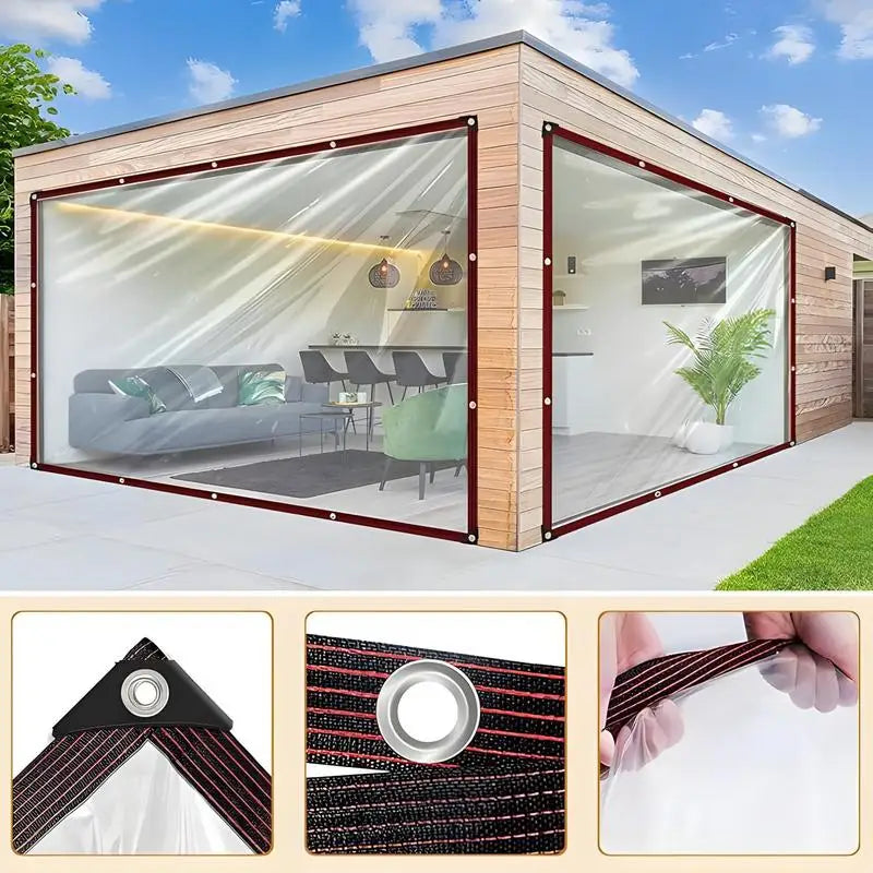 10x13FT Clear Waterproof Tarp Heavy Duty PE Transparent Tarpaulin Outdoor Patio Porch Garden Greenhouse Cover