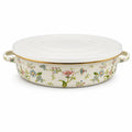 11 Inch Enamel Pie Pan Vintage Floral Non-Stick Baking Dish