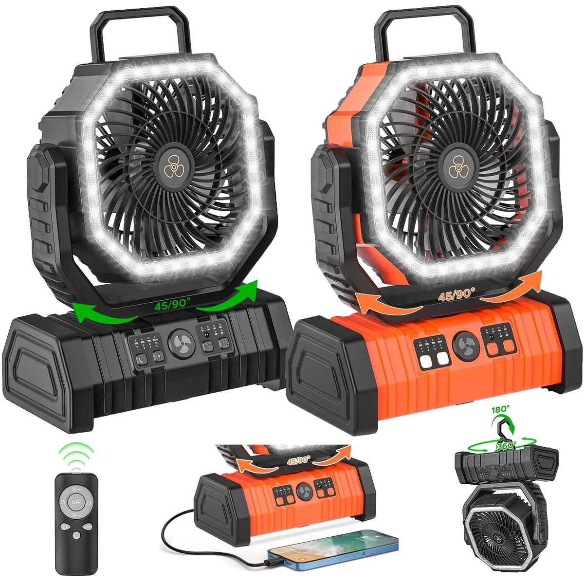 Battery Powered Fan Rechargeable with LED Light