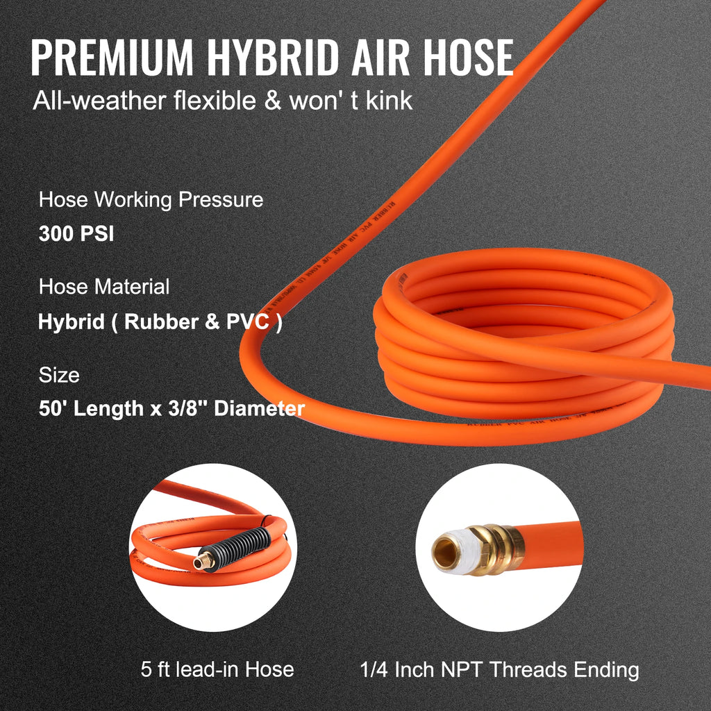 SucceBuy Retractable Air Hose Reel 50FT Hybrid Compressor Hose